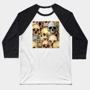 Tiling Skull Pattern Baseball T-Shirt